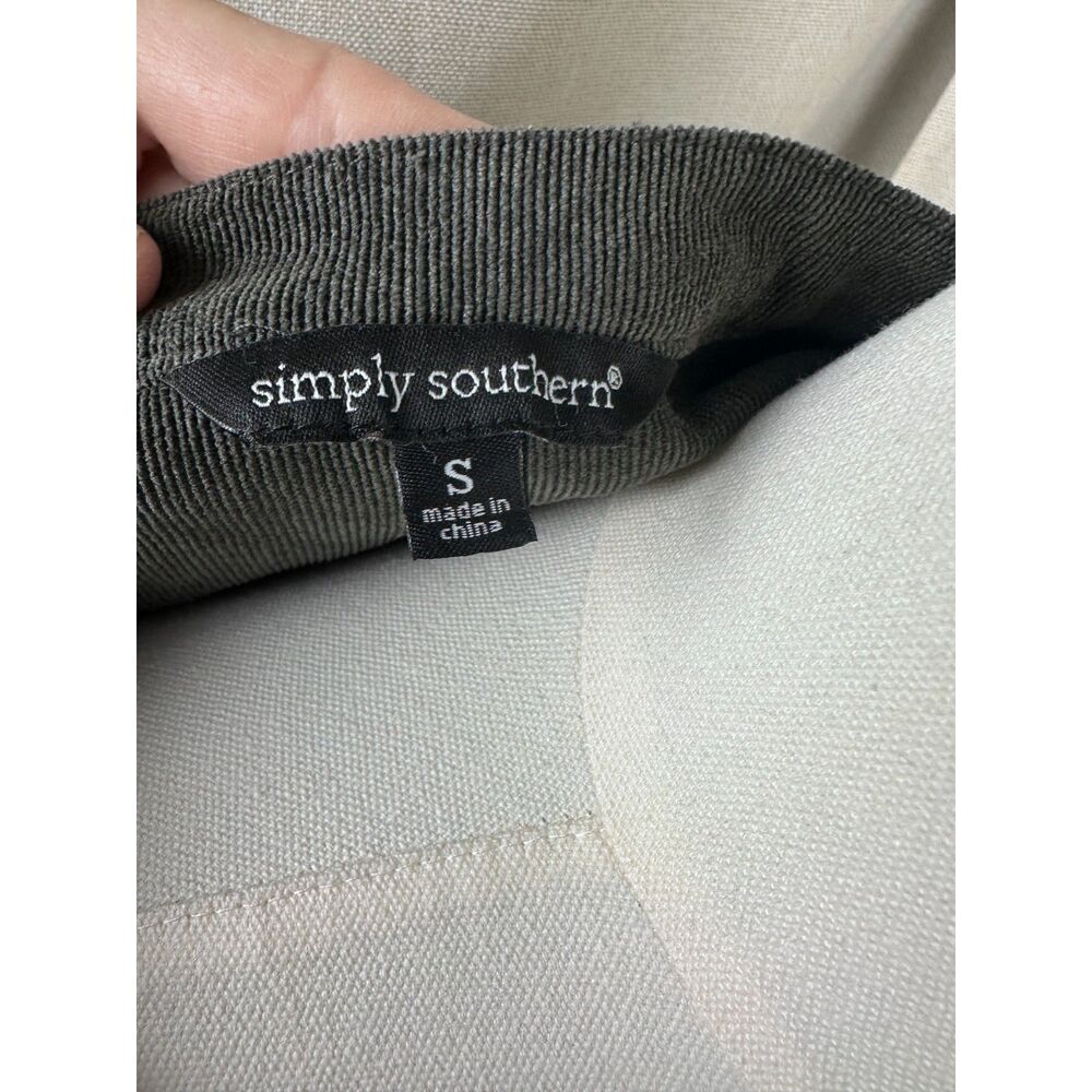 Simply Southern Gray Corduroy Belted Tiered Dress S - Picture 3 of 6